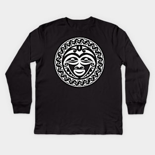 Polynesian inspired tiki face Kids Long Sleeve T-Shirt